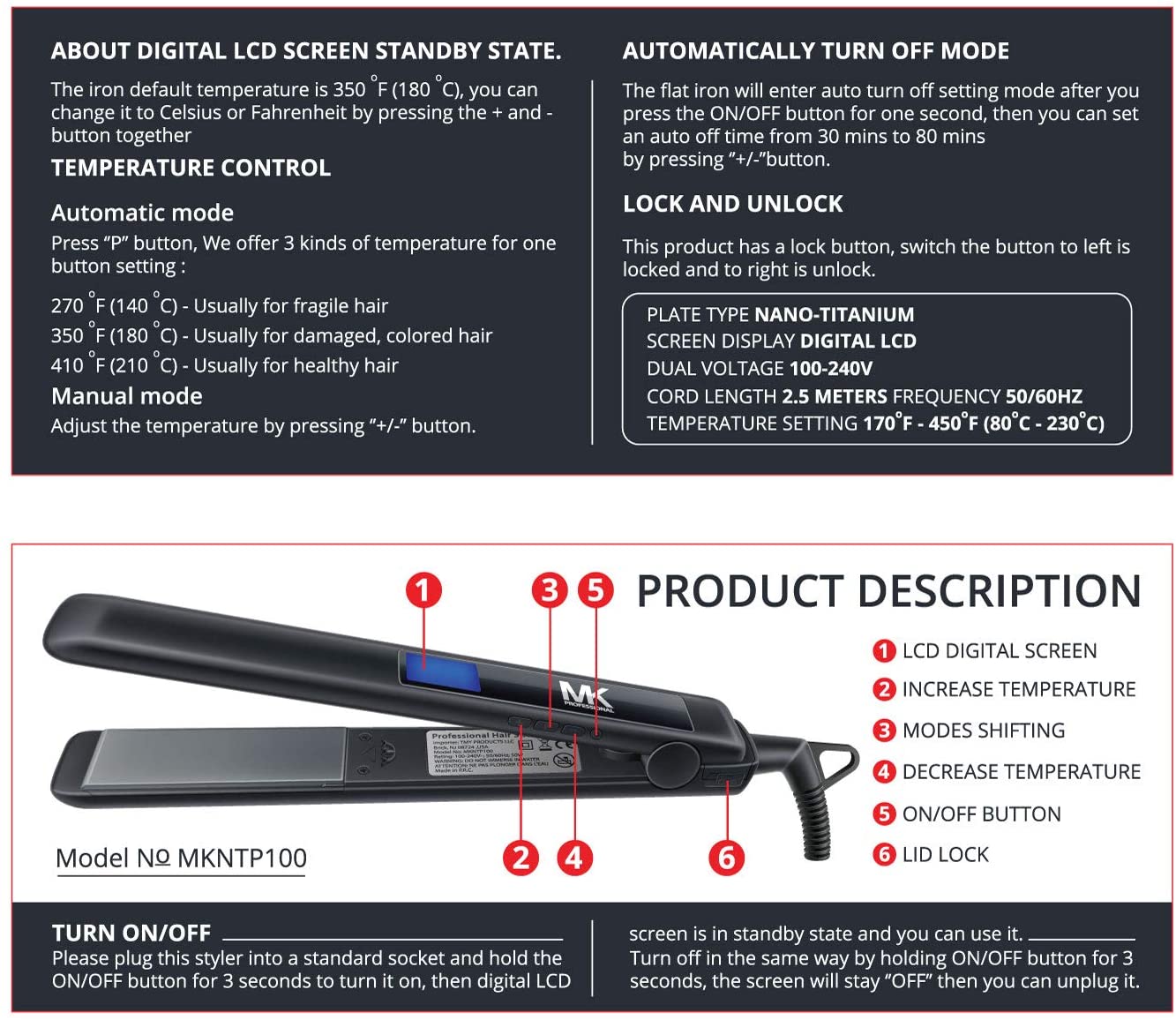 MK Nano Titanium PRO Hair Straightener